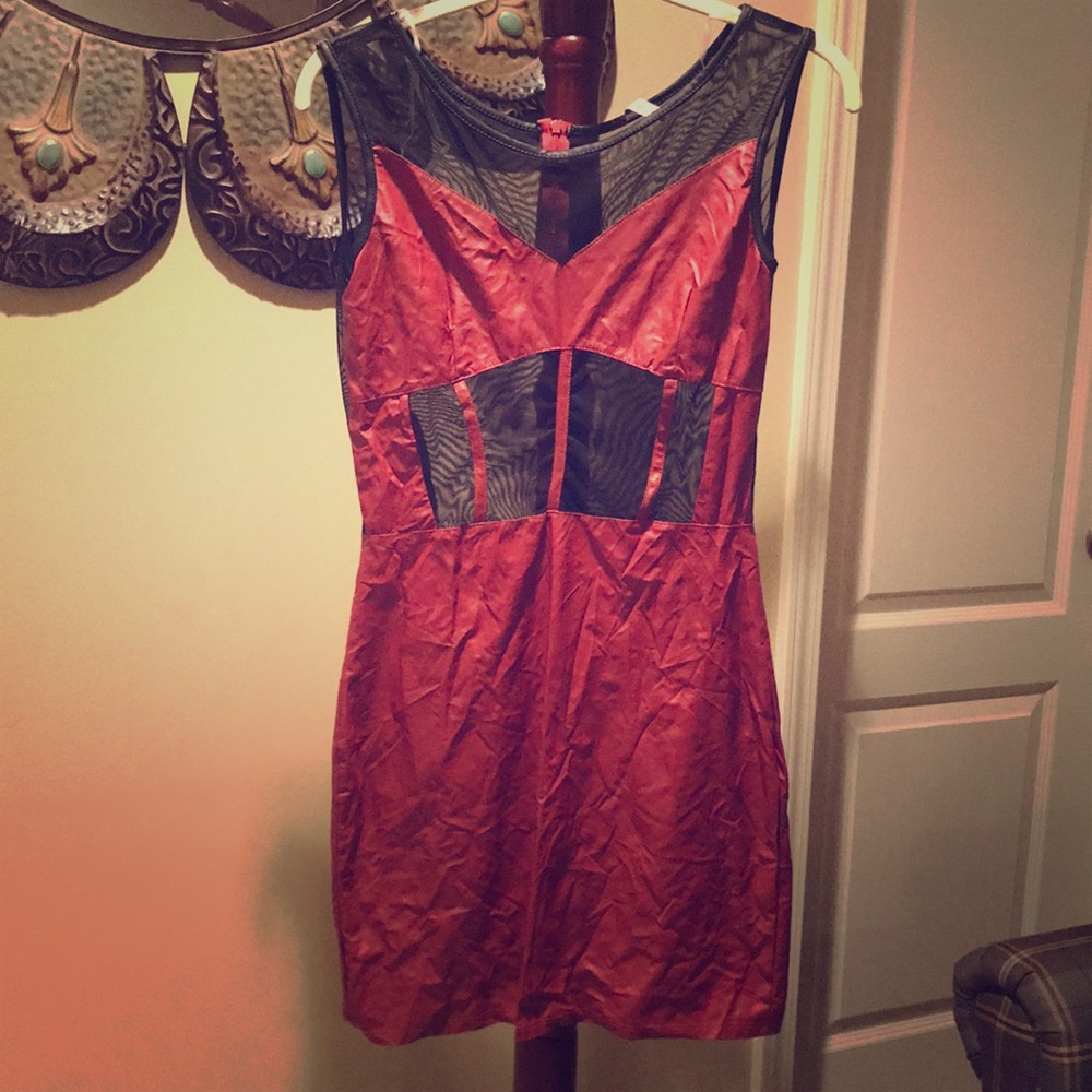 Rusted faux leather dress